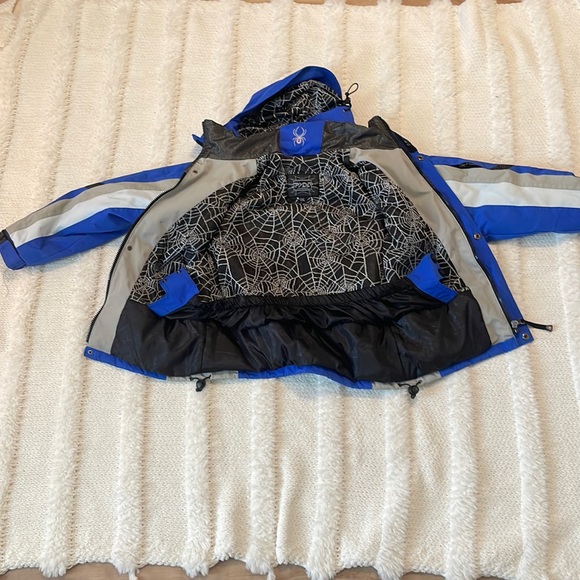 Spyder jacket ski snowboard removable hood zip pockets blue gray black XXL boys - Picture 3 of 16